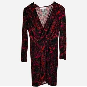 🔥Revamped Faux Wrap Long Sleeve Patterned  Dress S